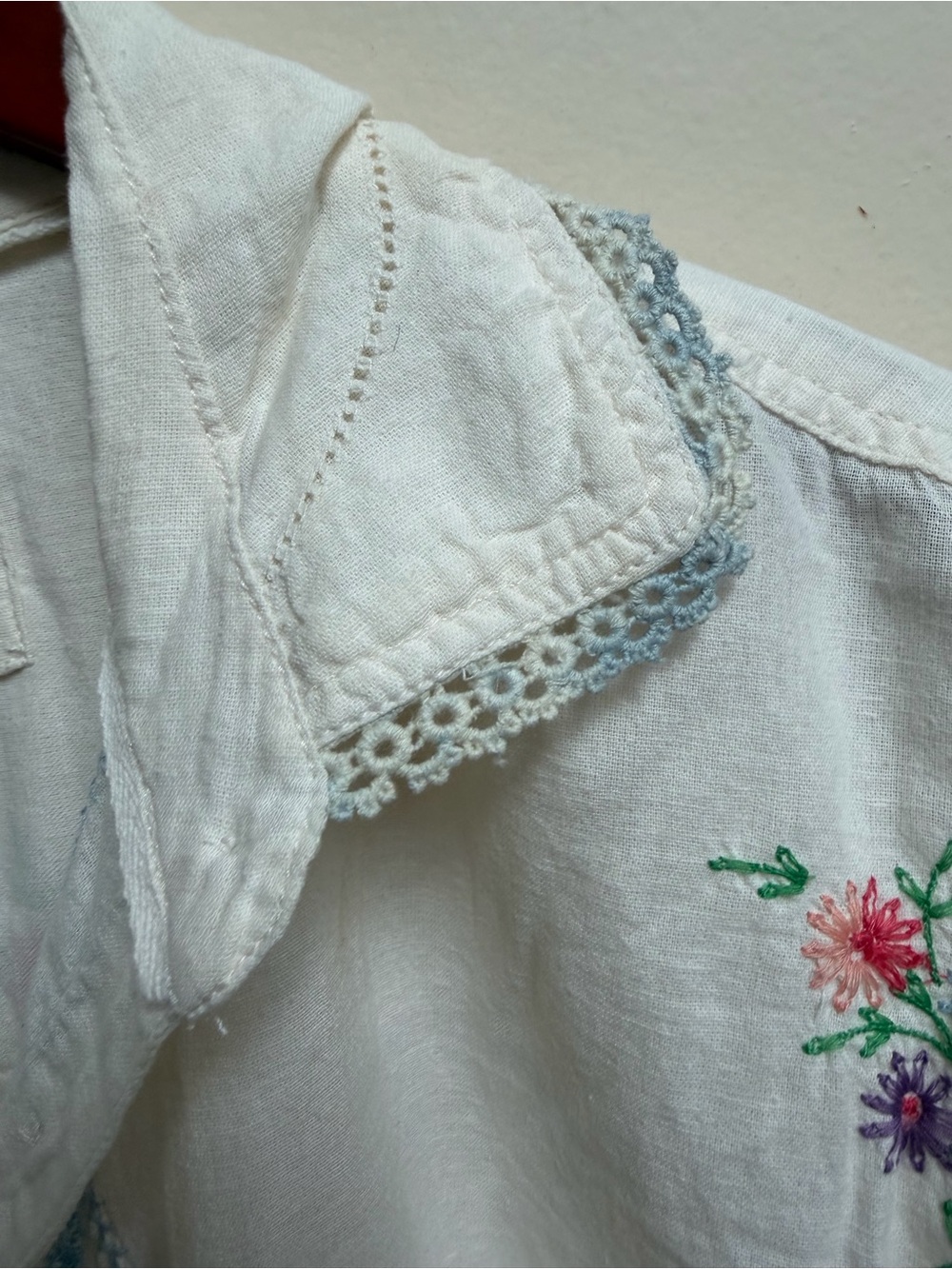 We The Free White Button-Up Shirt with Pink & Purple Floral Embroidery - Picture 6 of 14